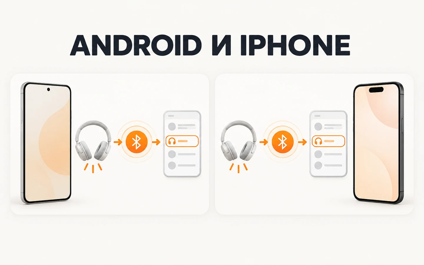 Два светлых сценария подключения беспроводных наушников к Android и iPhone