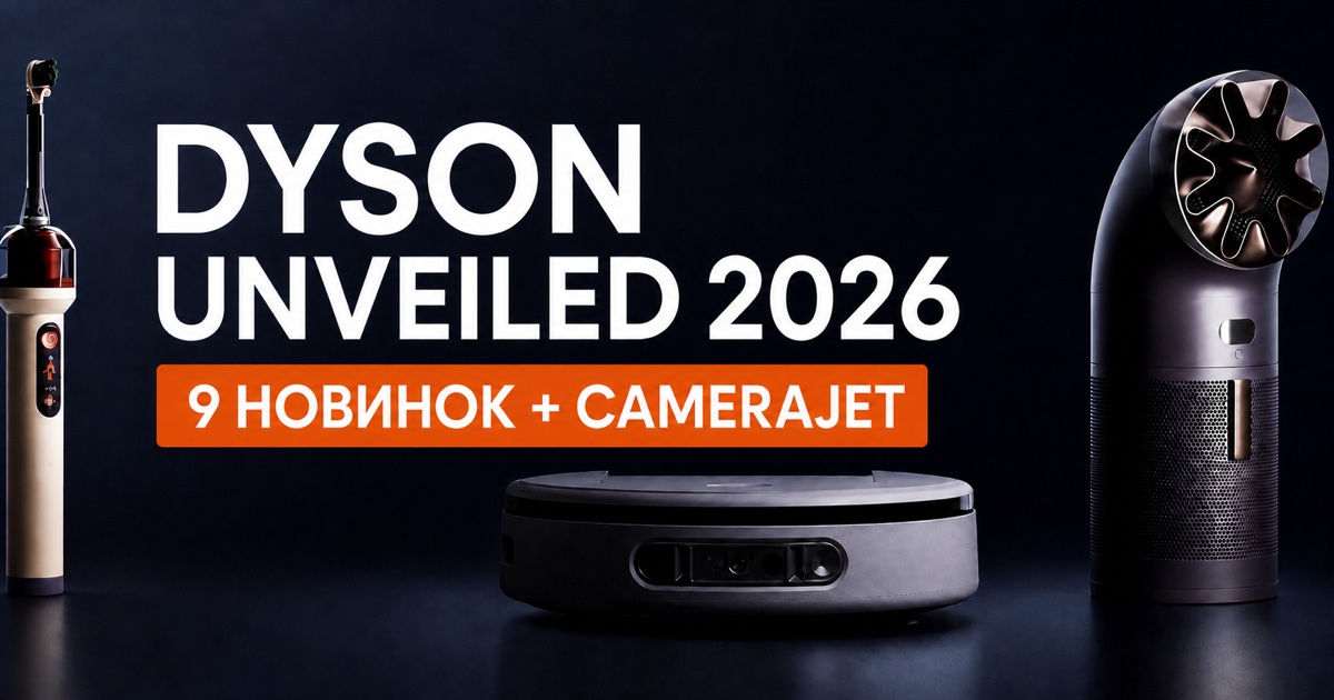 Dyson Unveiled 2026, девять новинок и щётка CameraJet, редакционный постер
