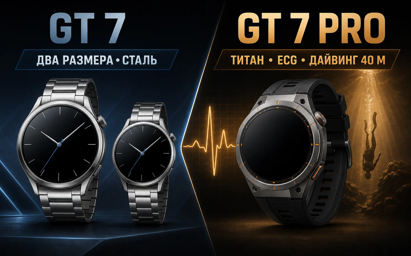 Главные отличия HUAWEI Watch GT 7 и GT 7 Pro